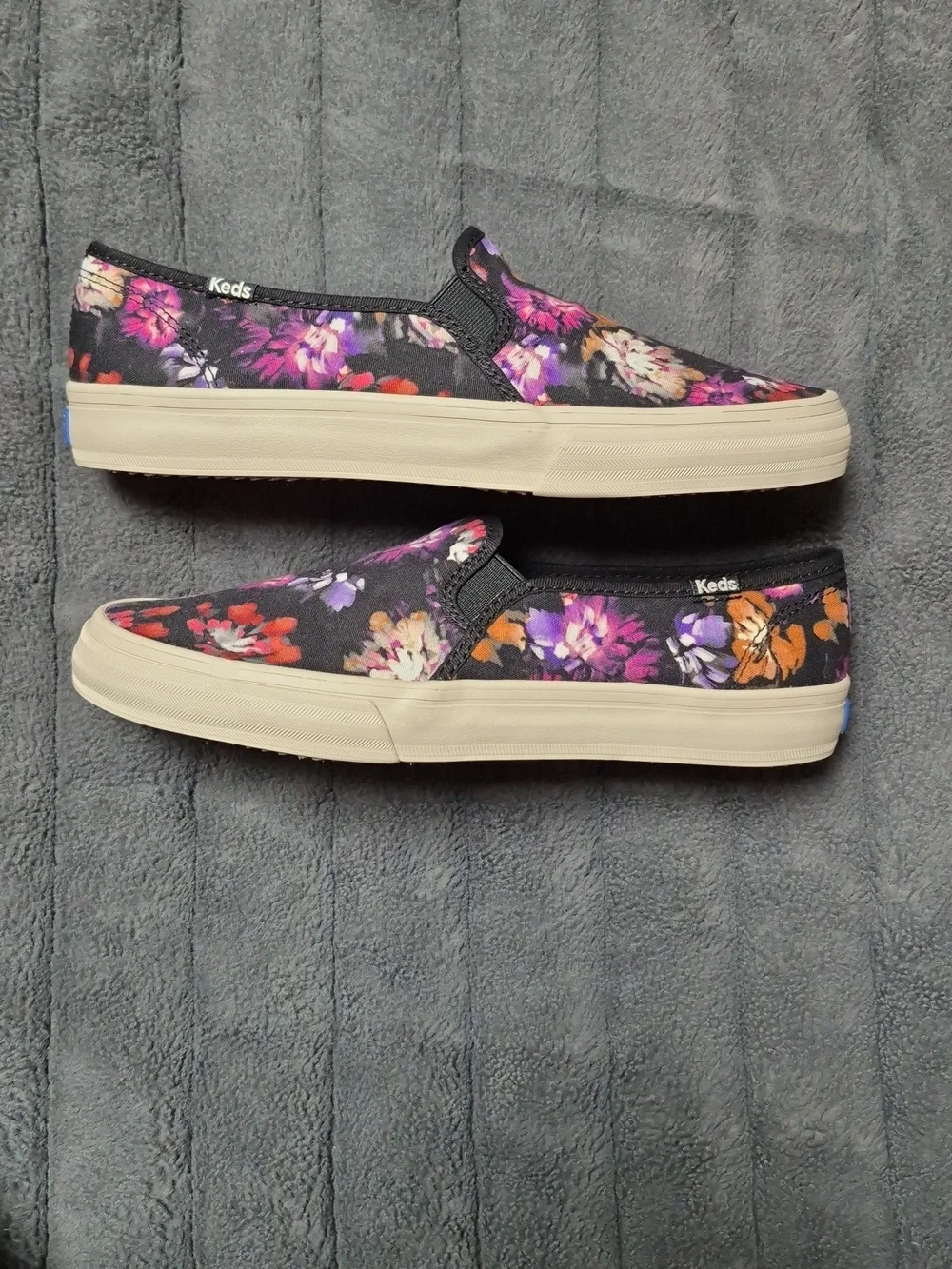 Keds Double Decker Blooms Slip-On Shoes In Black, Size 8, New In Box - Picture 11 of 14